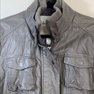 Scrunchy gray faux leather jacket